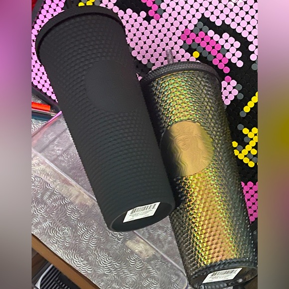 NWT💕SET🖤Starbucks Studded Venti Tumblers🖤Black Matt & Black Unicorn Bling - Picture 2 of 4
